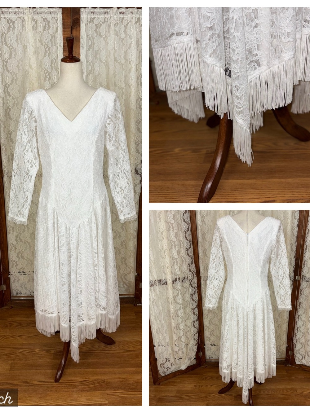 Beautiful Vintage 90s Western Collection Tea Length Wedding Dress